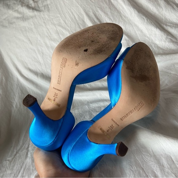 Benjamin Adams London Blue Dyed Duchesse Silk Heels - Picture 4 of 13